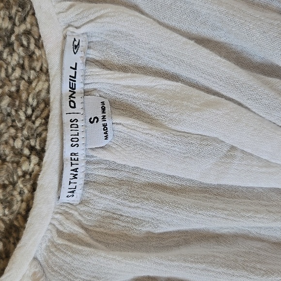 O'Neill Small Cream 3/4 Sleeve Ruffled Blouse Country Coastal - Picture 2 of 8